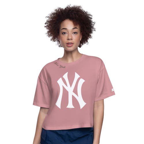 Starter Pink New York Yankees Play The Ball Boxy Cropped T-shirt