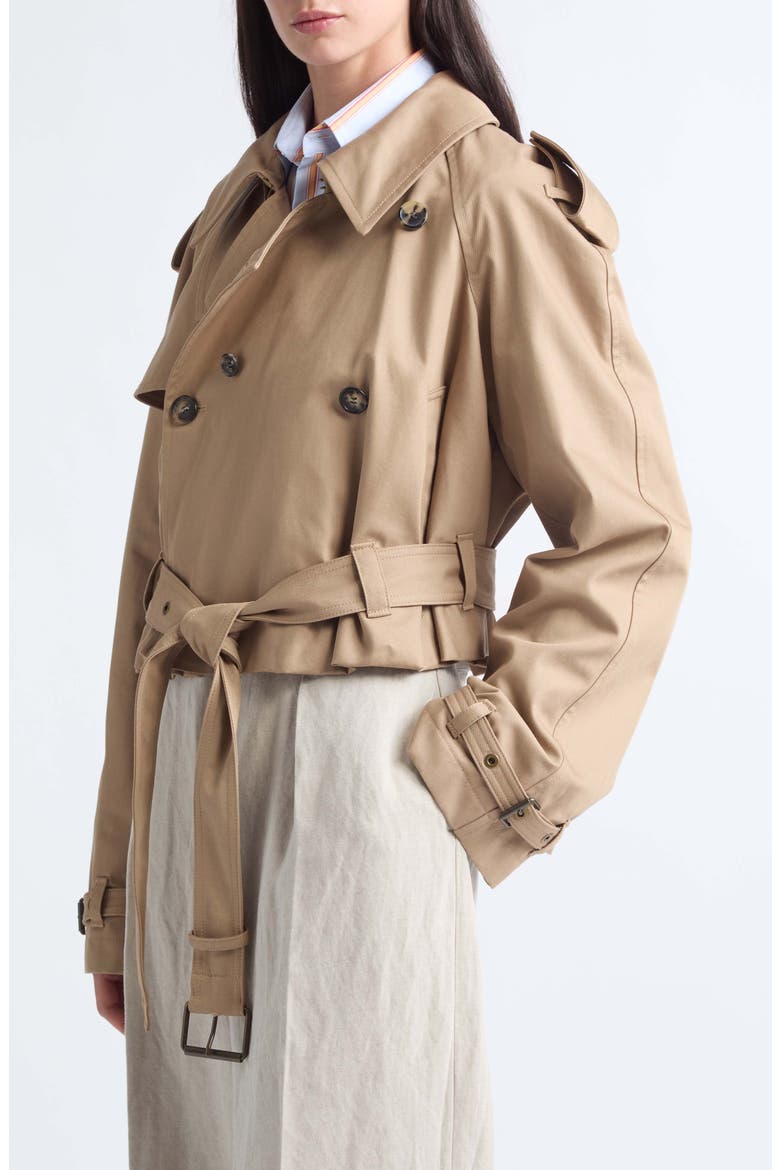 Double Breasted Crop Trench Coat, Alternate, color, BEIGE