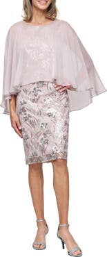 SL FASHIONS Sequin Chiffon Cocktail Dress