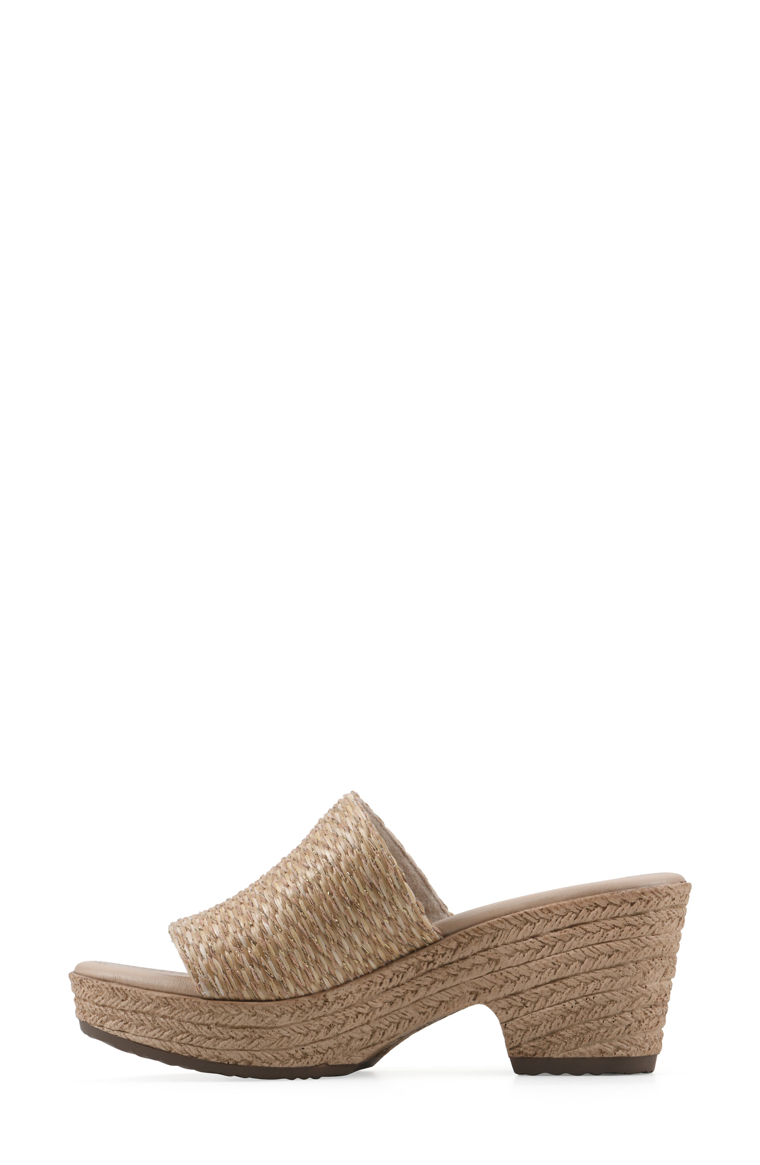 Biancia Platform Slide Sandal, Alternate, color, NATURAL/ METALLIC/ FABRIC