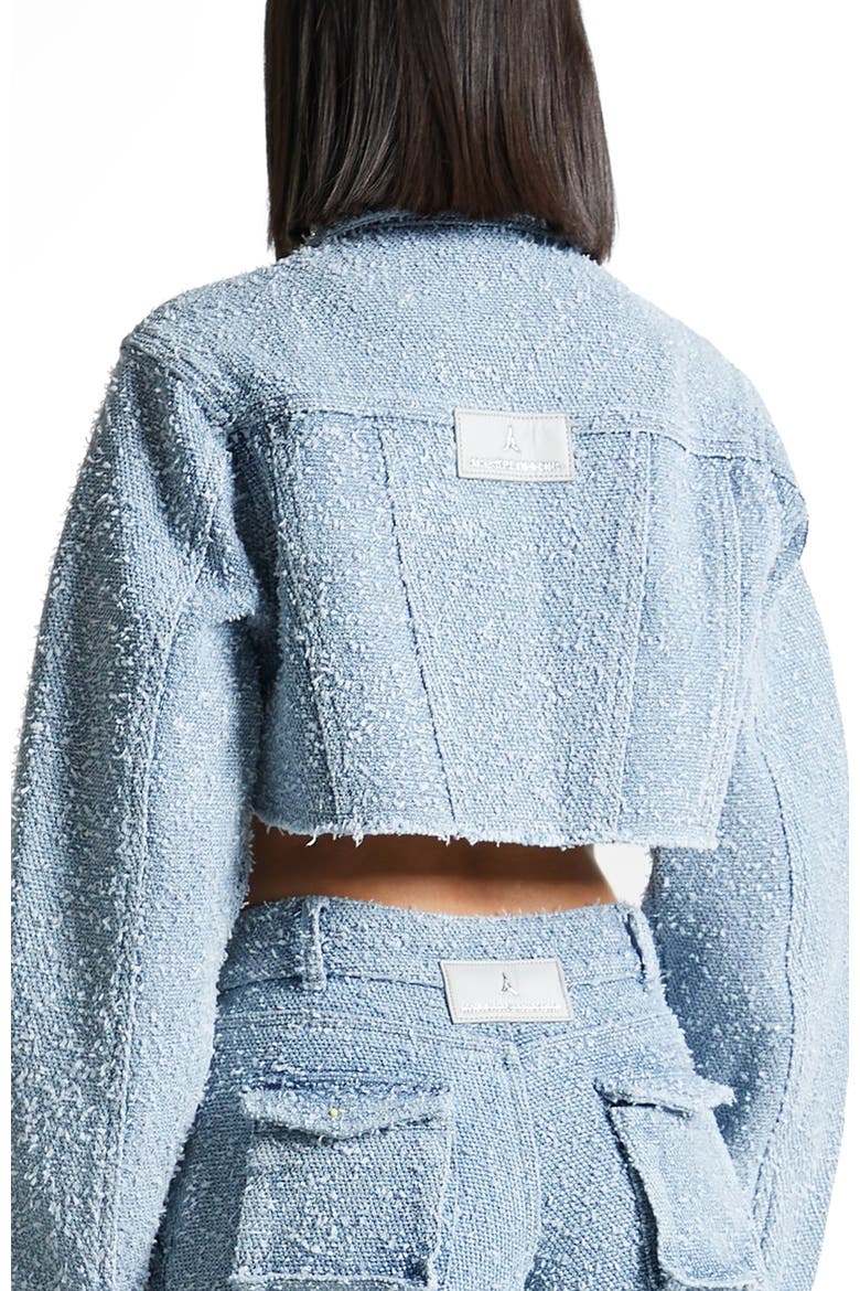 Catherine Cropped Boucle Denim Jacket, Alternate, color, Mid Blue