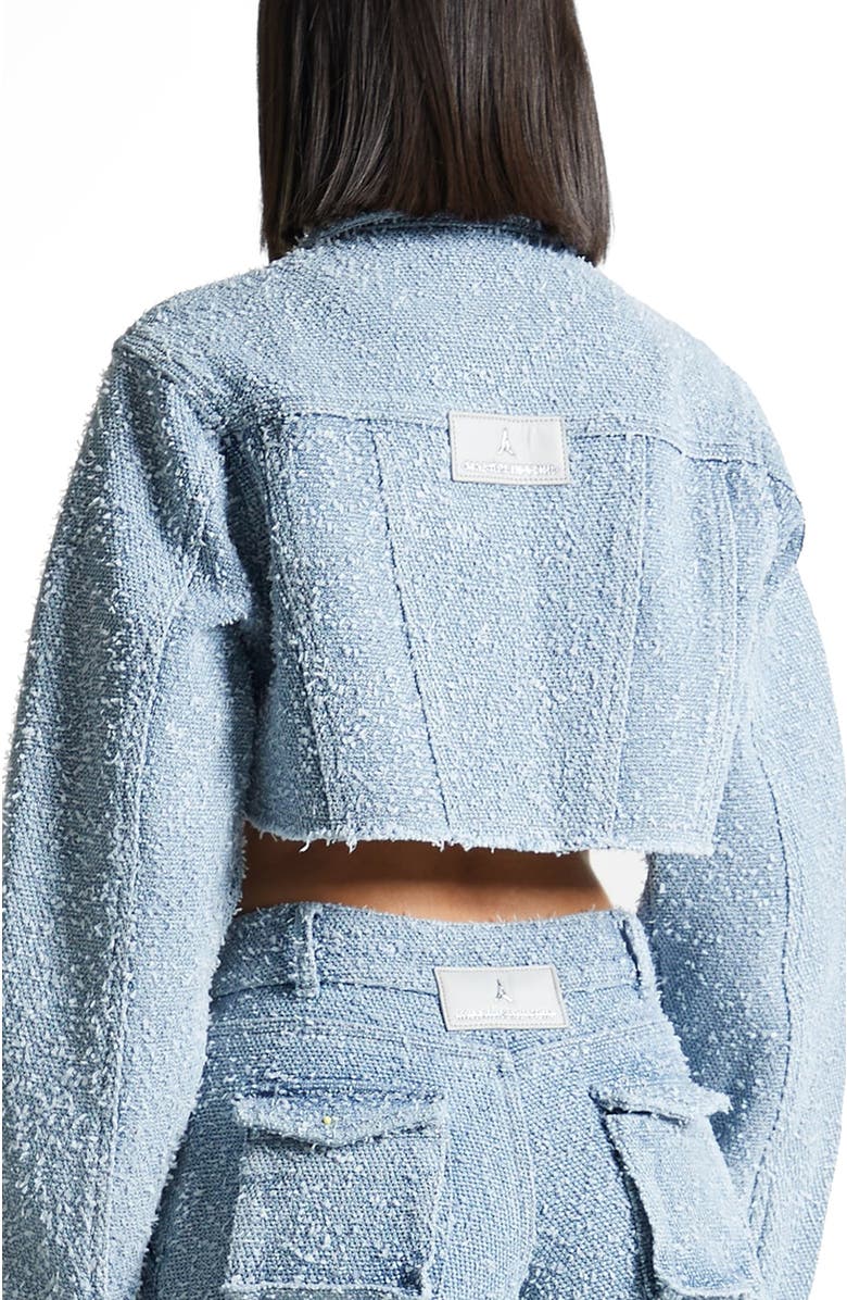 Manière De Voir Catherine Cropped Boucle Denim Jacket, Alternate, color, Mid Blue