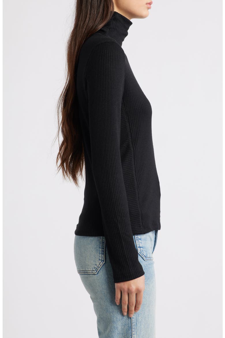 Rib Turtleneck Top, Alternate, color, JET BLACK