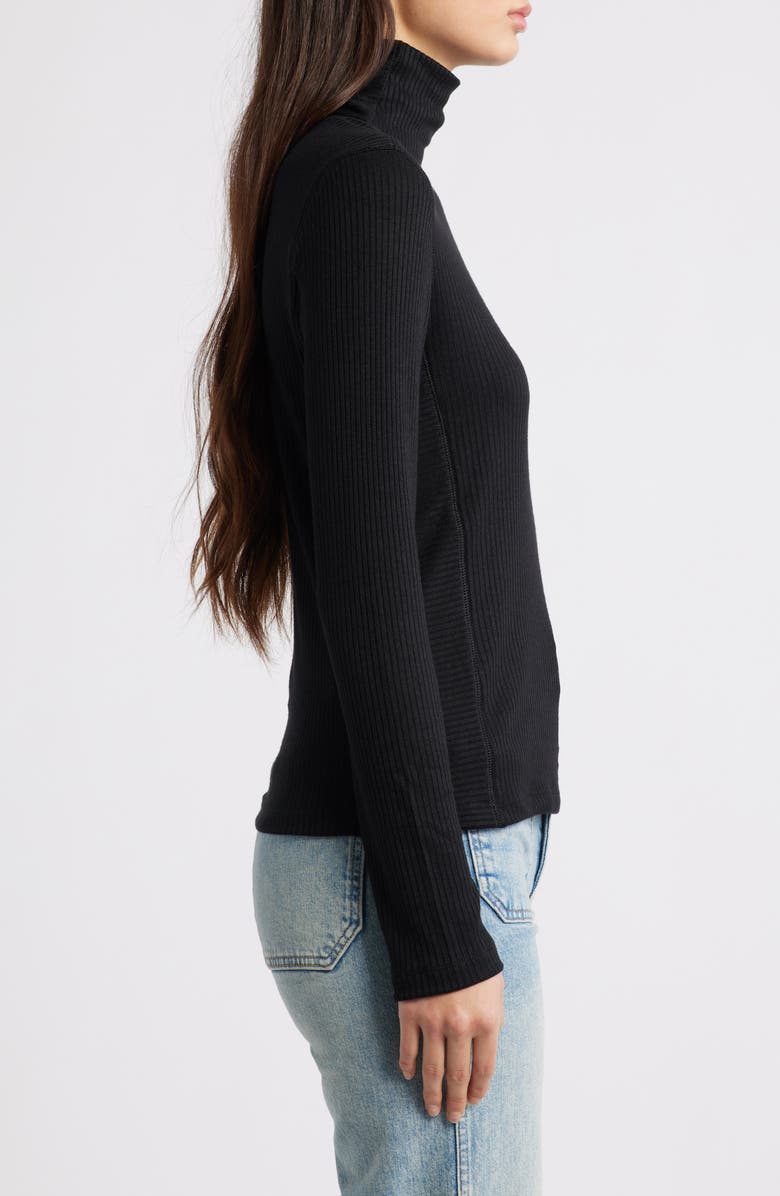 Madewell Rib Turtleneck Top, Alternate, color, Jet Black