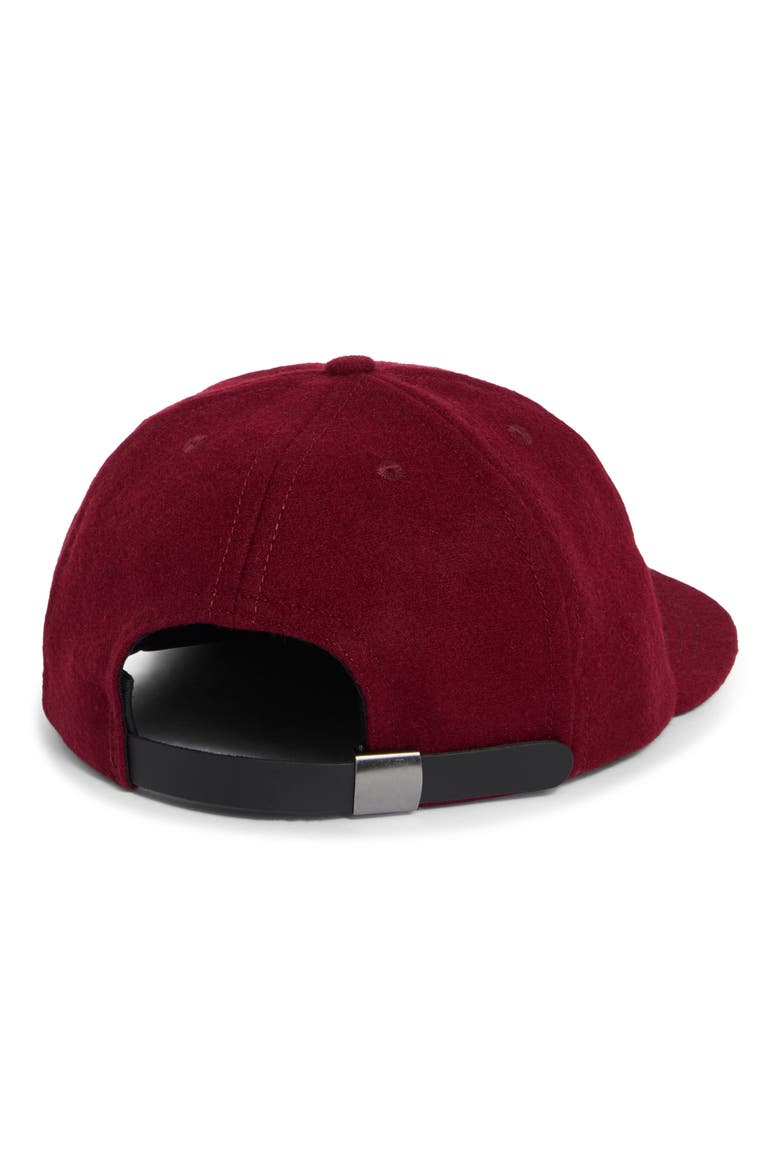 Embroidered Logohead Wool Blend Flannel Adjustable Baseball Cap, Alternate, color, BURGUNDY