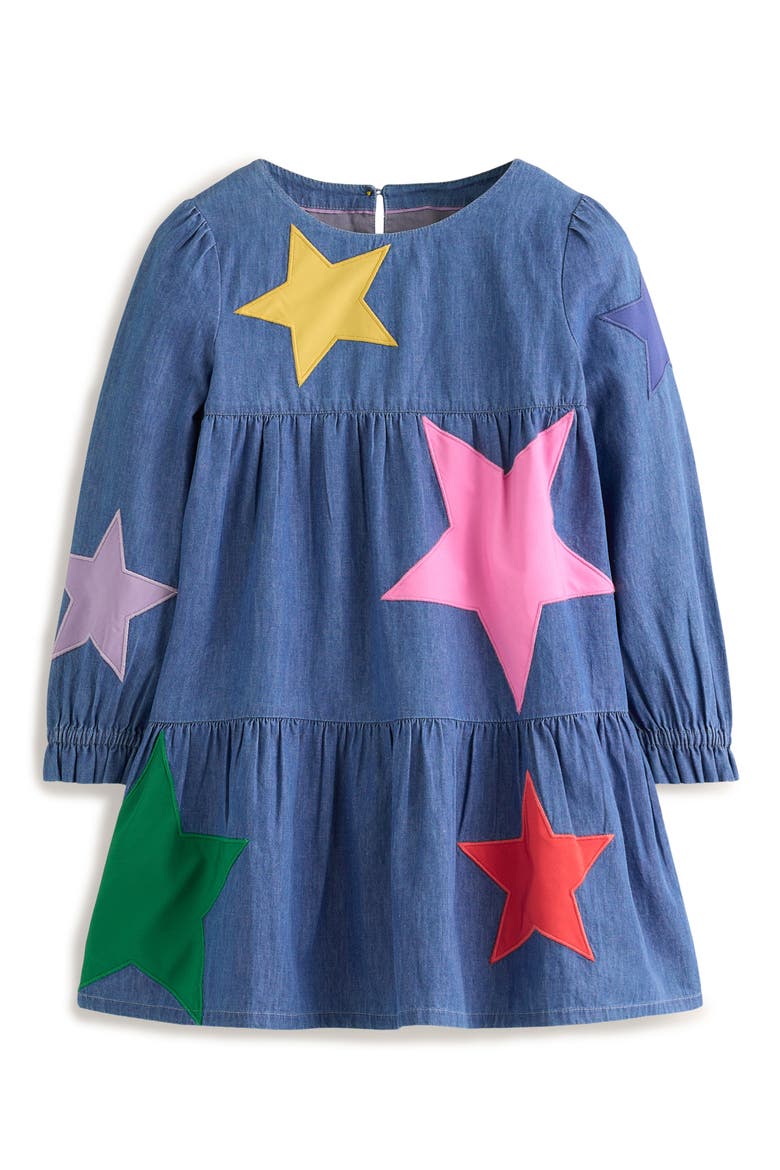 Kids' Betsy Tiered Cotton Dress, Main, color, MID VINTAGE STARS