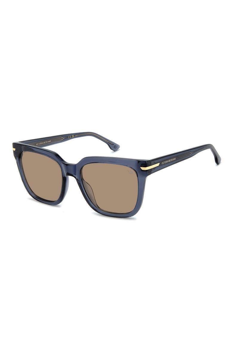53mm Square Sunglasses, Alternate, color, BLUE/ BROWN