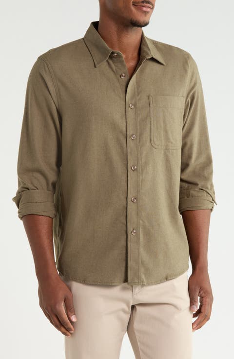 Cotton Flannel Button-Up Shirt