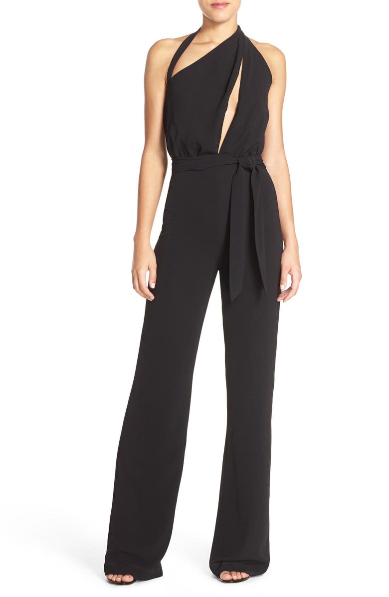 MISHA Collection 'Caprice' Cutout Halter Jumpsuit, Main, color,