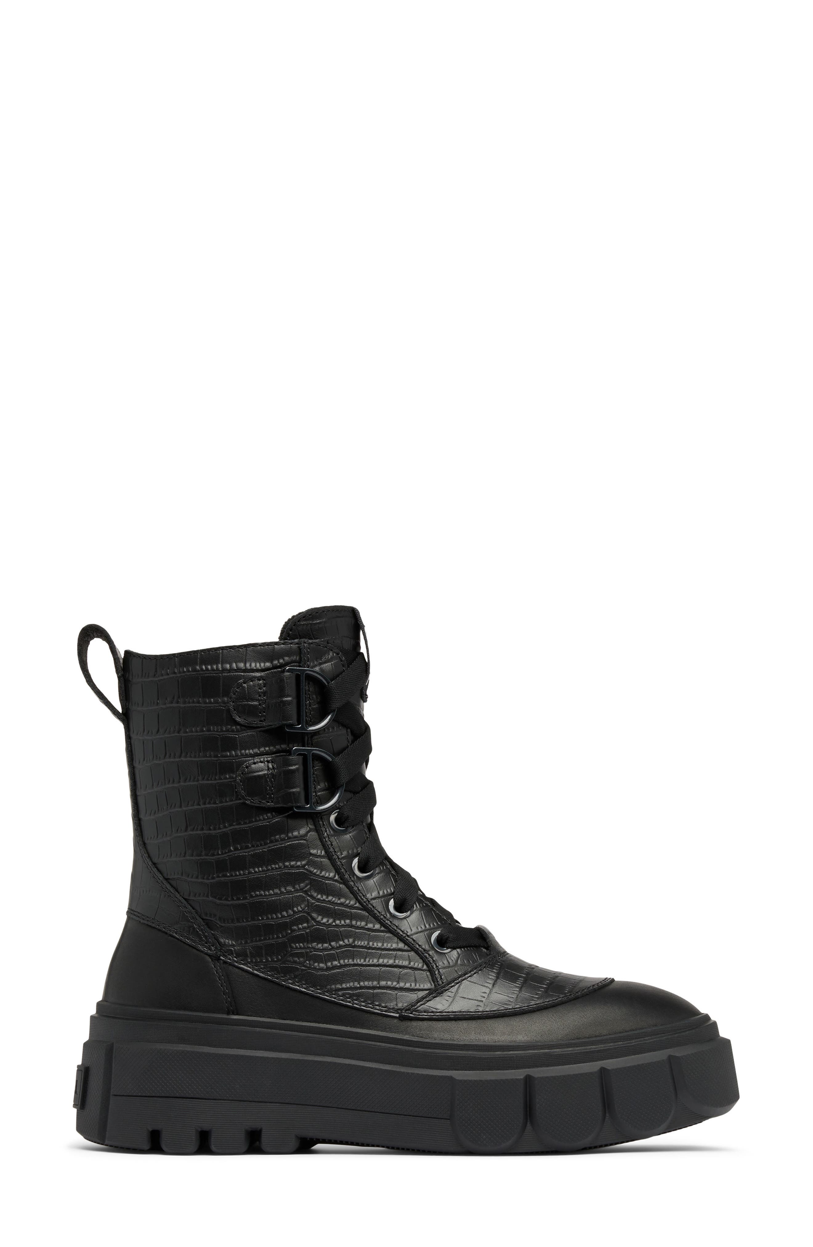 SOREL Caribou X Waterproof Leather Lace-Up Boot, Alternate, color, Black/ Black