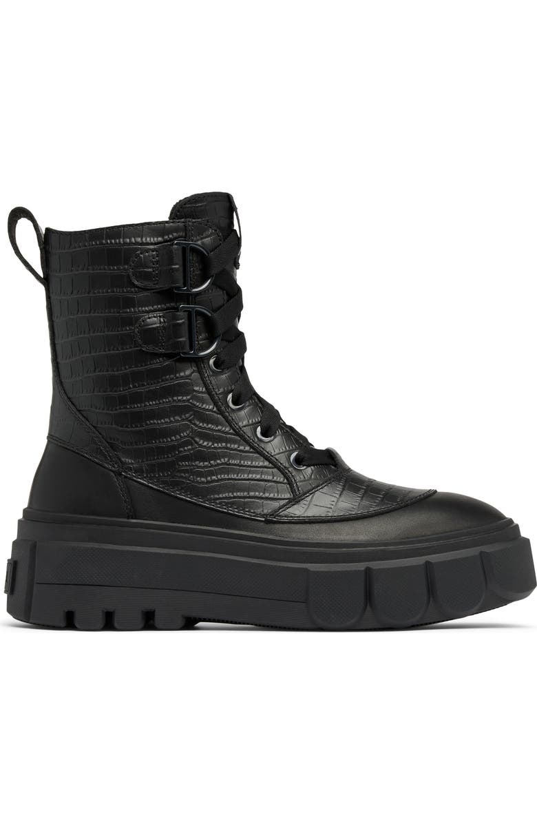 SOREL Caribou X Waterproof Leather Lace-Up Boot, Alternate, color, Black/ Black
