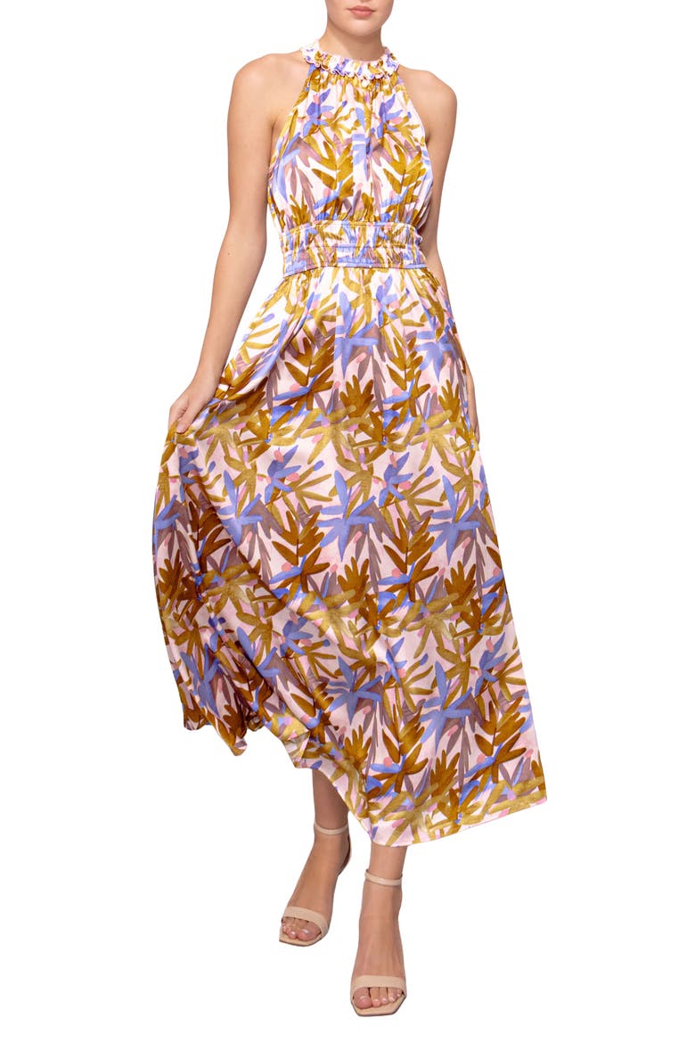 Print Ruffle Sleeveless Maxi Dress, Main, color, BLUSH MULTI
