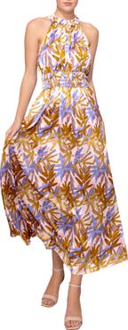 MELLODAY Print Ruffle Sleeveless Maxi Dress