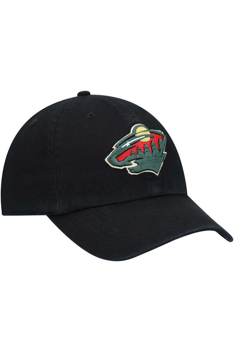Men's '47 Black Minnesota Wild Team Clean Up Adjustable Hat, Alternate, color, Black