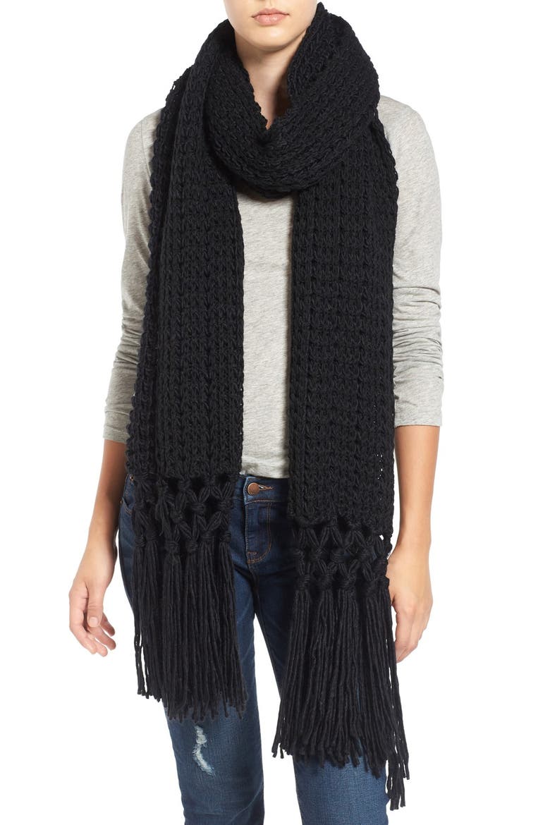 Chunky Marled Scarf, Main, color, BLACK