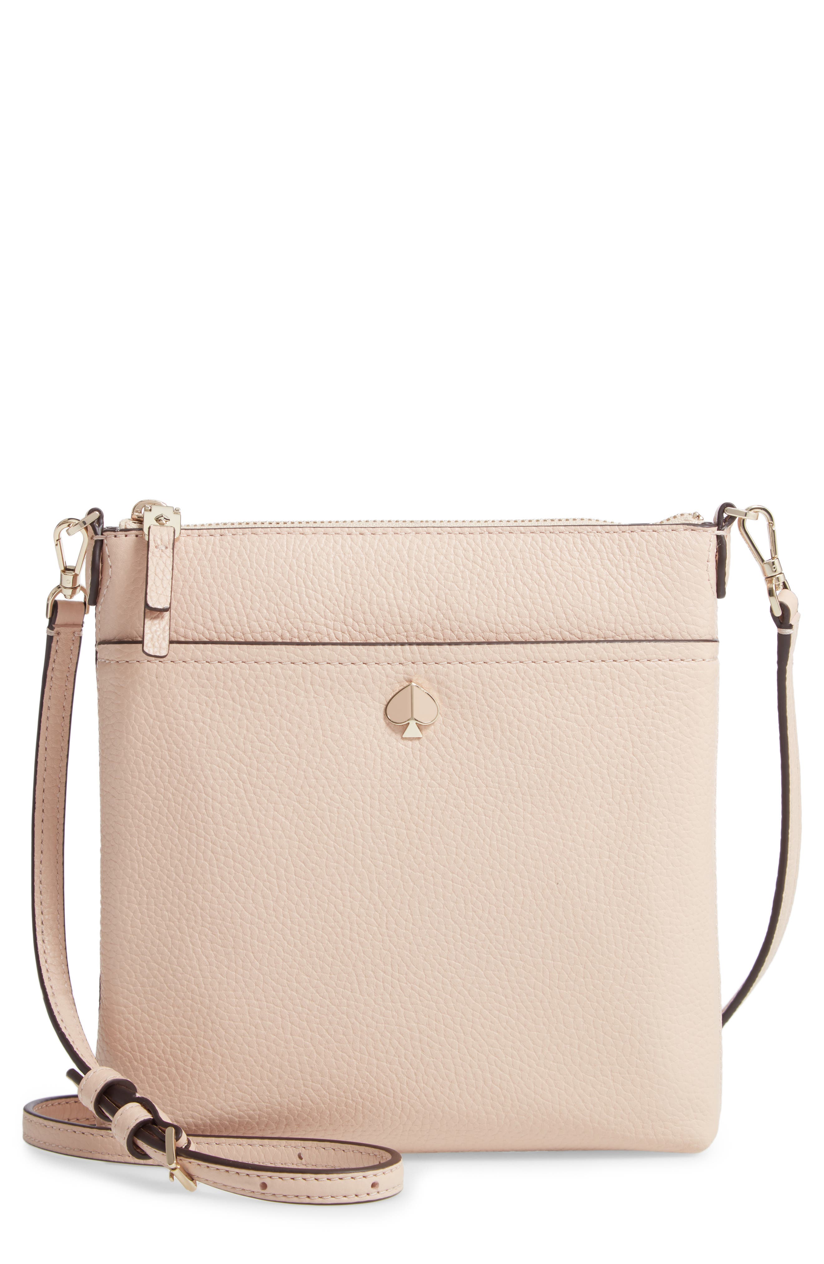 Kate Spade New York small polly leather crossbody bag, Main, color, Blush
