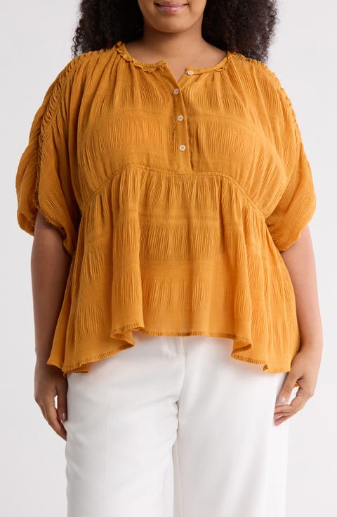 Textured Puff Sleeve Top (Plus)
