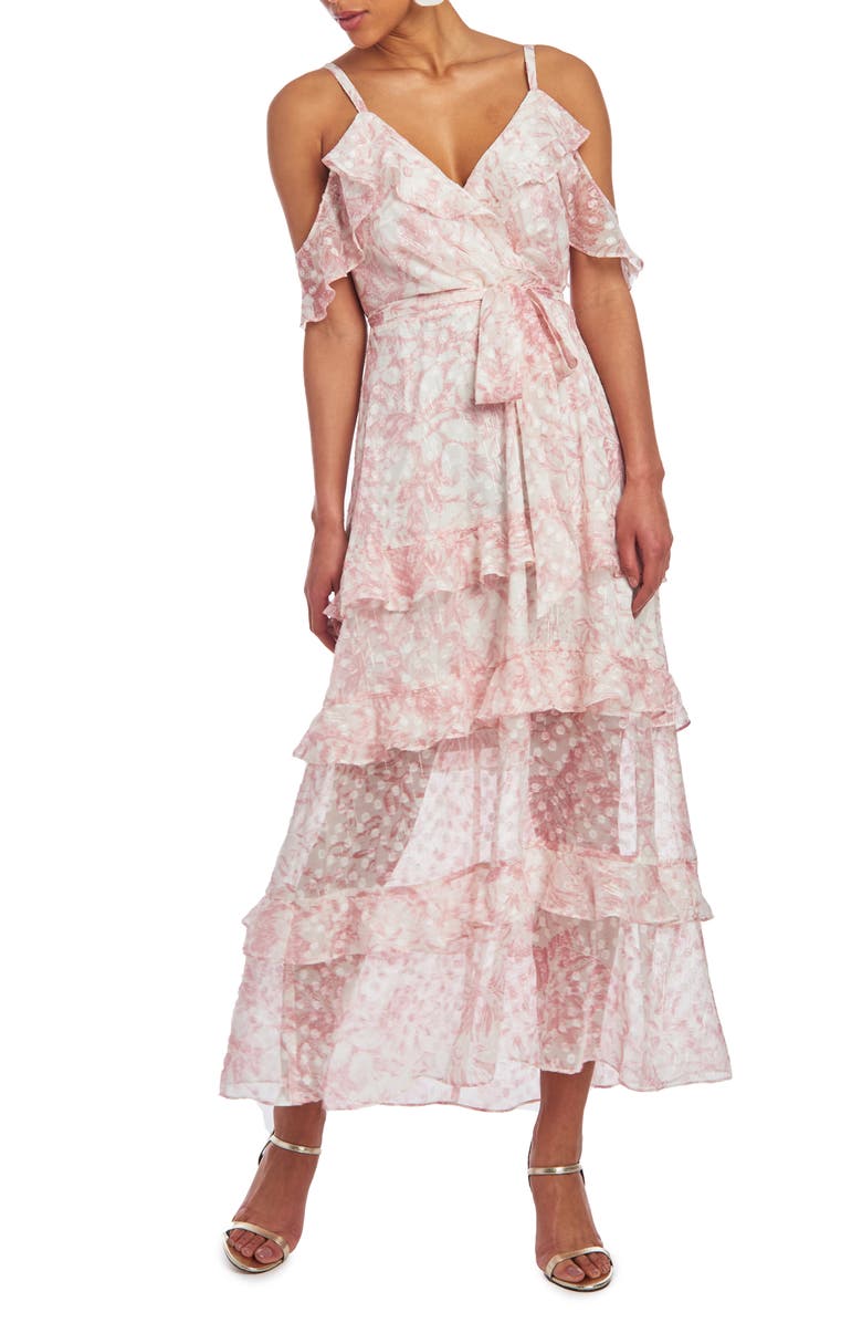 Christian Siriano Cold Shoulder Ruffle Maxi Dress, Main, color,