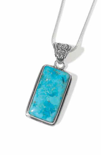 Silver Plated Turquoise Pendant Necklace