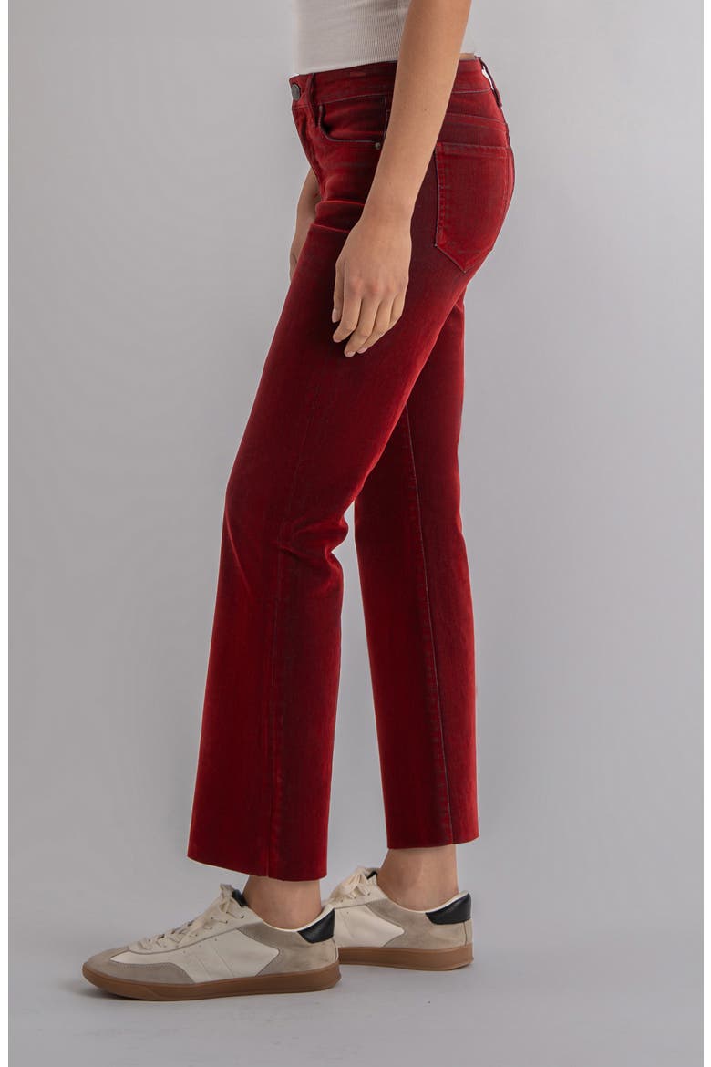 Kelsey Fab Ab Raw Hem Ankle Flare Jeans, Alternate, color, RED