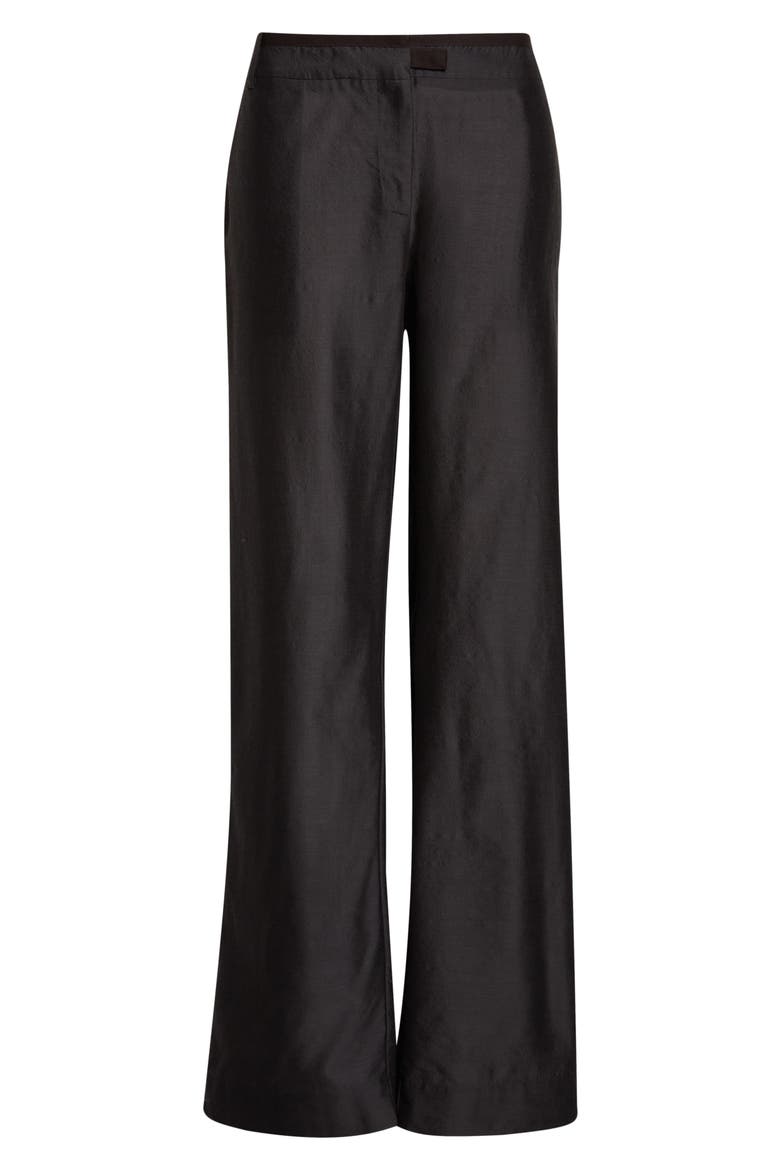 Vira Wool & Silk Flare Leg Pants, Alternate, color, BLACK