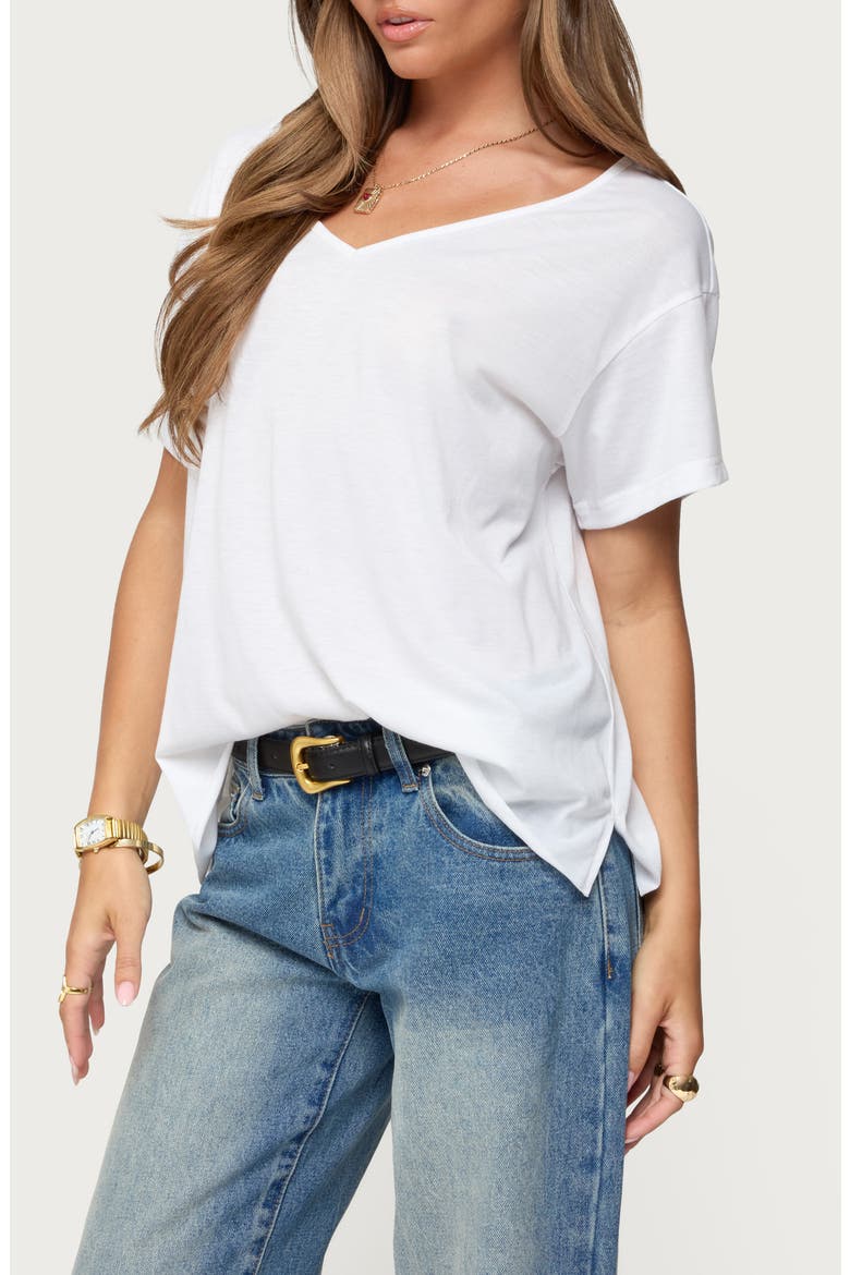 Sonora Oversize V-Neck T-Shirt, Alternate, color, WHITE