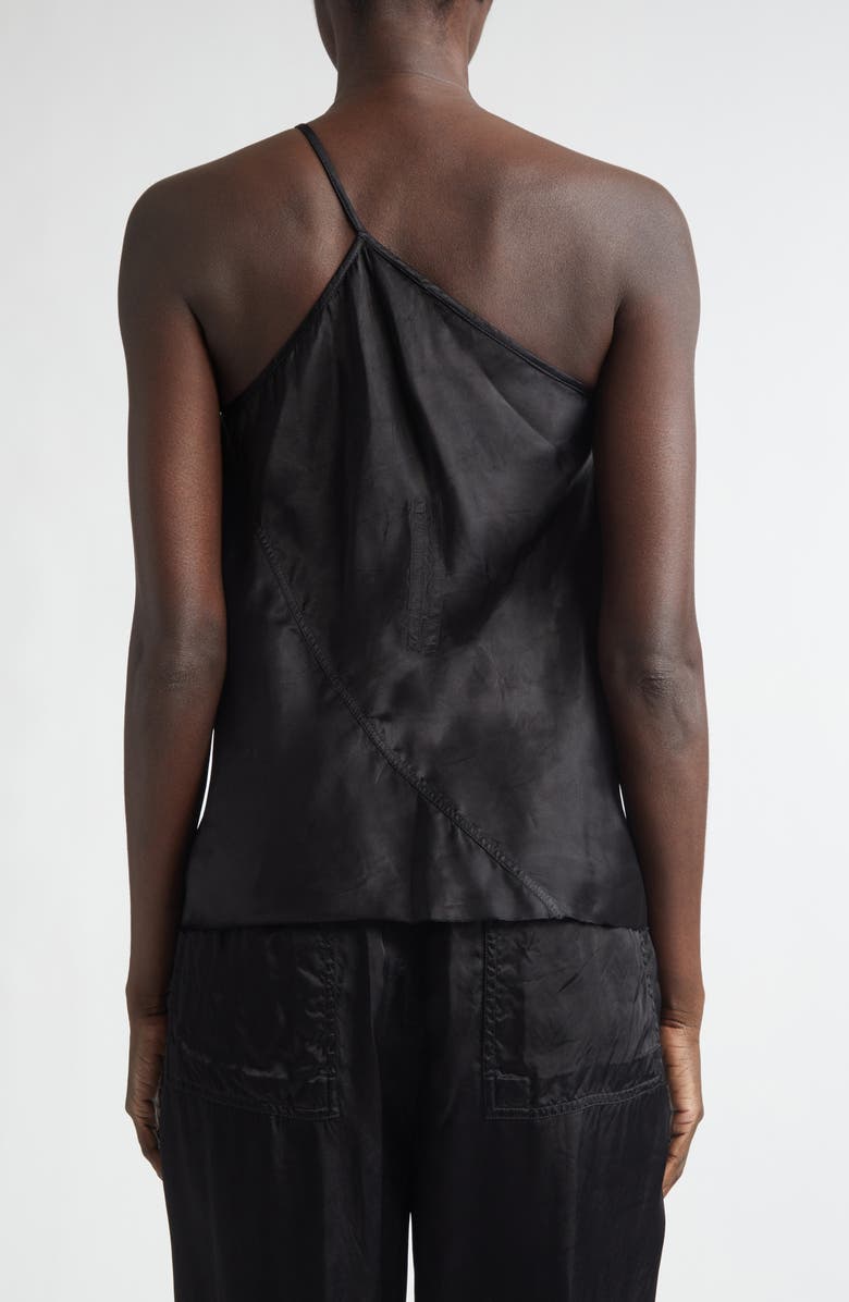 Rick Owens One-Shoulder Satin Top, Alternate, color, Black