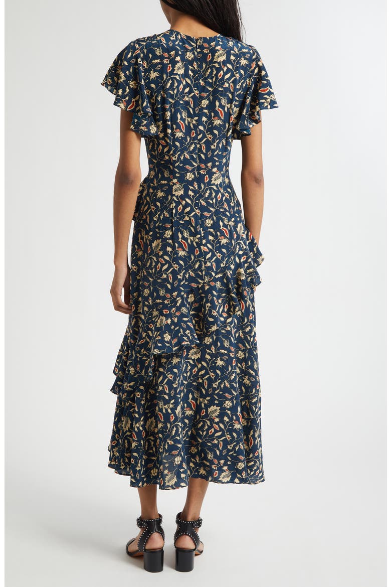 Amaia Ruffle Silk Maxi Dress, Alternate, color, MIDNIGHT GARDEN