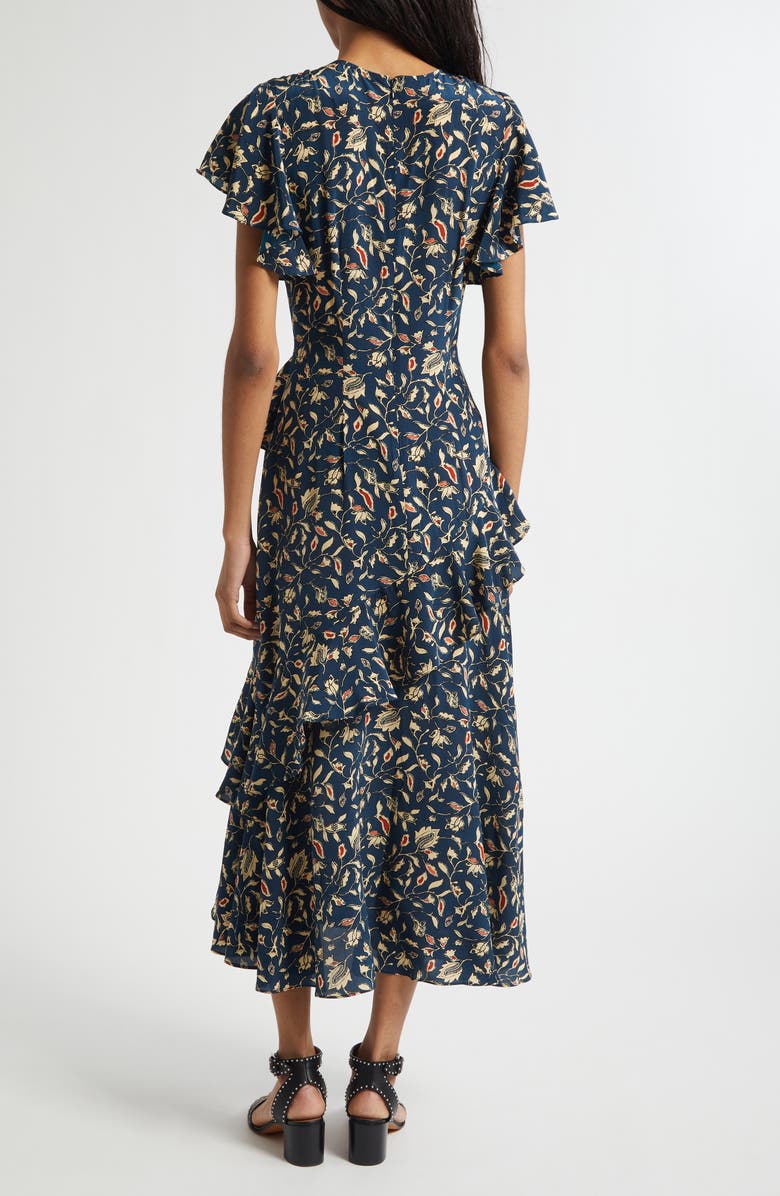 Ulla Johnson Amaia Ruffle Silk Maxi Dress, Alternate, color, Midnight Garden