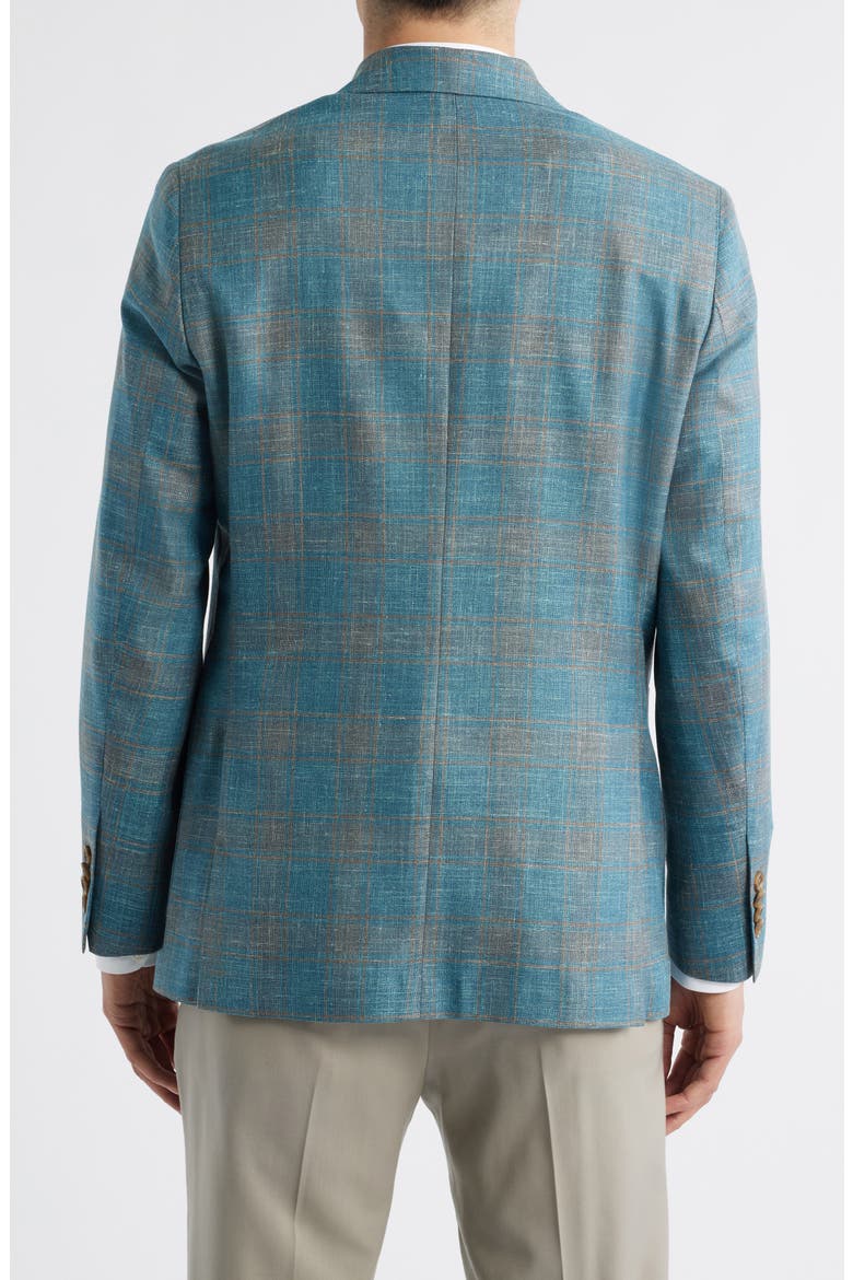 Hampton Teal Plaid Wool & Silk Blend Sport Coat, Alternate, color, TEAL