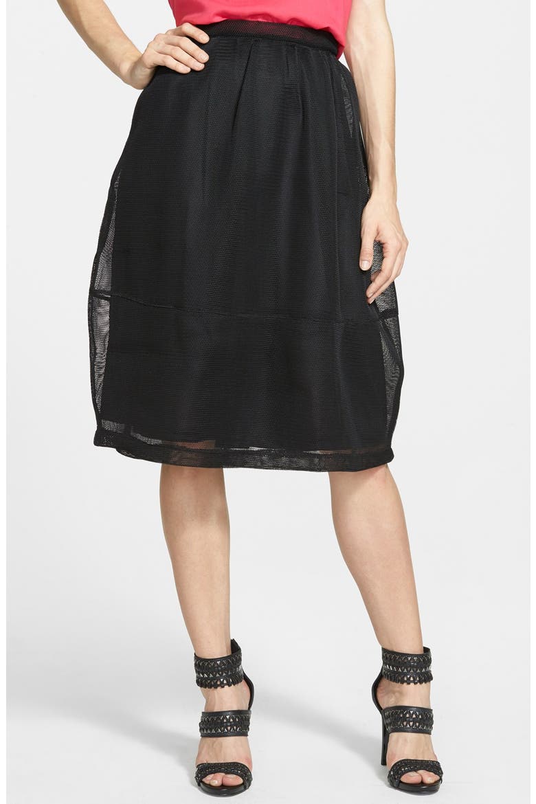 Mesh Midi Skirt, Main, color, BLACK