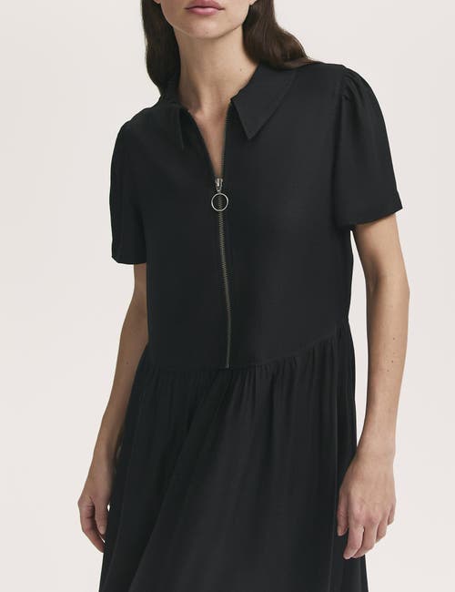 Finery London Orion Zip Front Midi Shirt Dress In Black