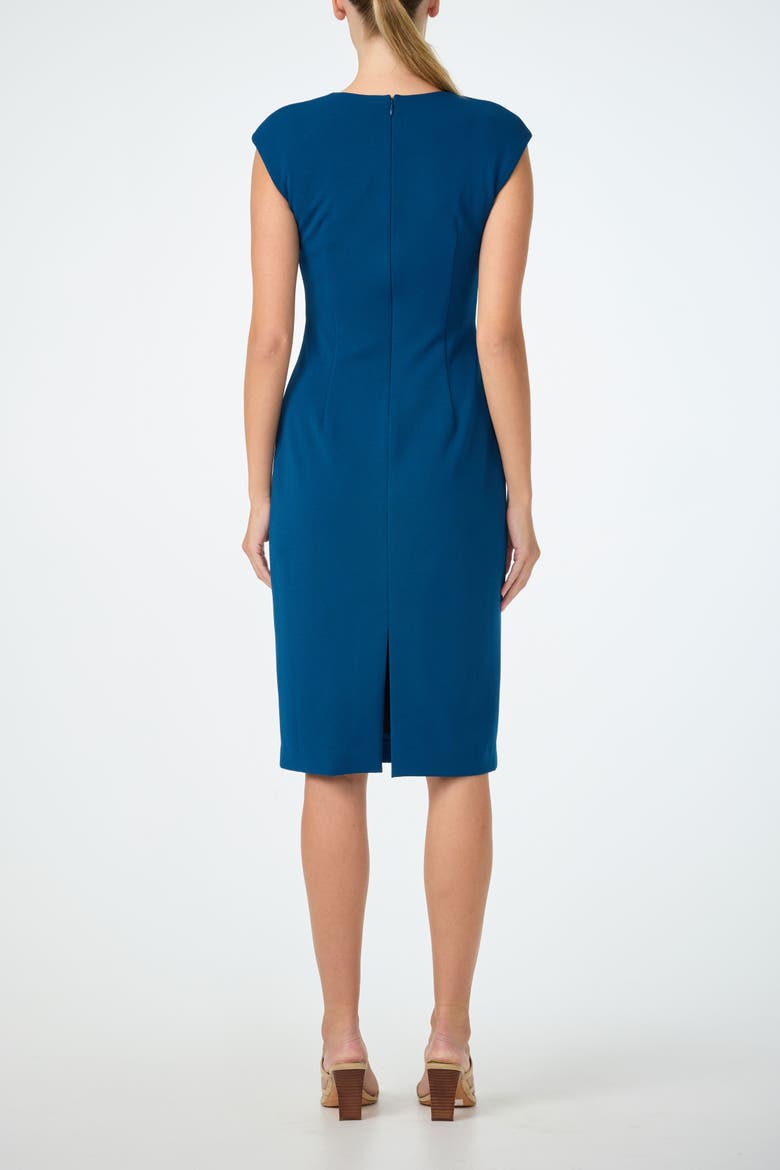 Vibrant V-Neck Sheath Dress, Alternate, color, Burle Blue