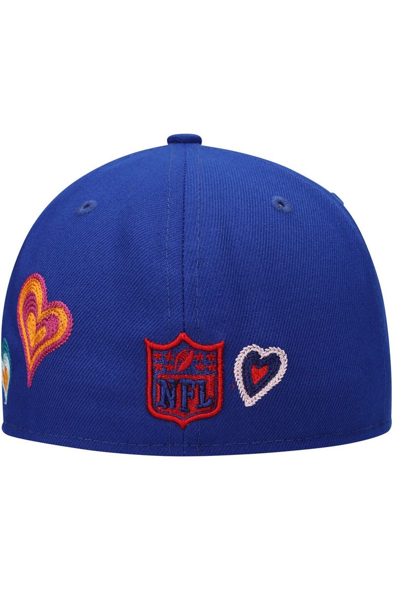 Men's New Era Royal New York Giants Chain Stitch Heart 59FIFTY Fitted Hat, Alternate, color, Royal