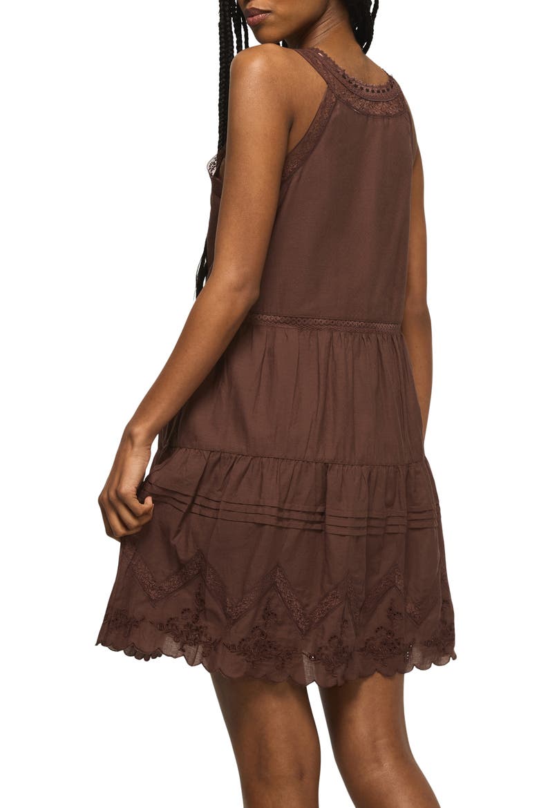 Embroidered Drop Waist Minidress, Alternate, color, FRENCH ROAST