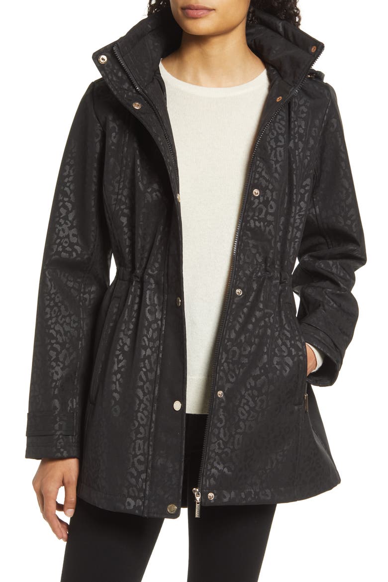 Soft Shell Water Resistant Raincoat, Main, color, LEOPARD
