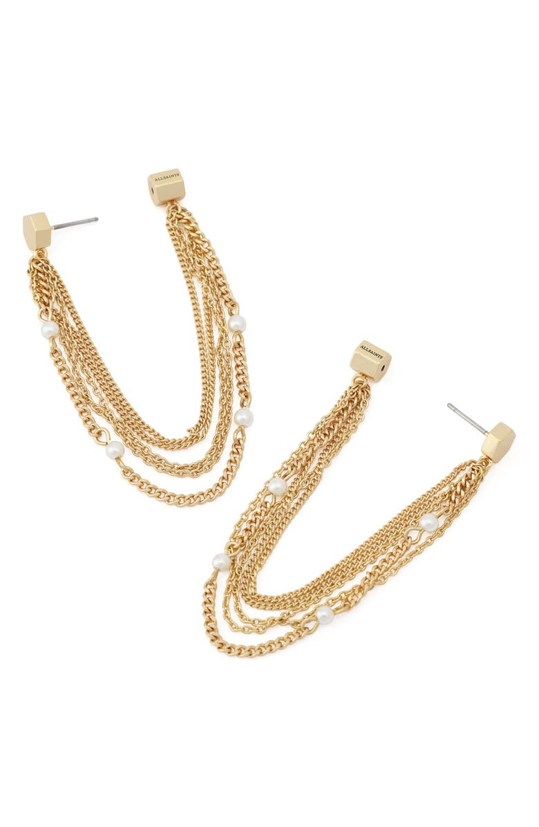 AllSaints Faux Pearl Chain Earrings, Alternate, color, 