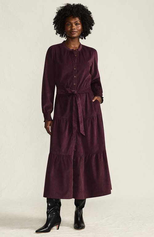Lands' End Pinwale Cord Smocked Sleeve Maxi Dress In Purple