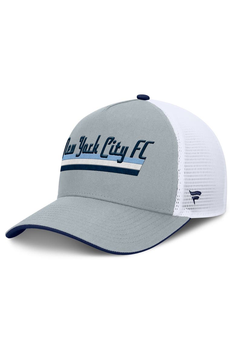 Men's Fanatics Gray New York City FC Knuckle Trucker Adjustable Hat, Main, color, Gray