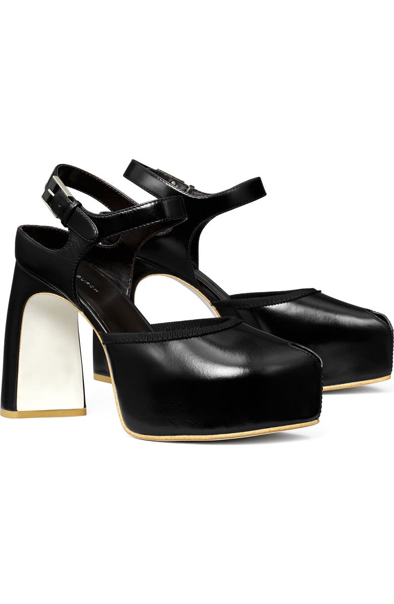 Tory Burch Ankle Strap Peep Toe Platform Pump, Main, color, Perfect Black