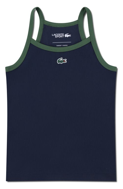 Lacoste Girls' Logo Ribbed Tank Top - Big Kid In Blue