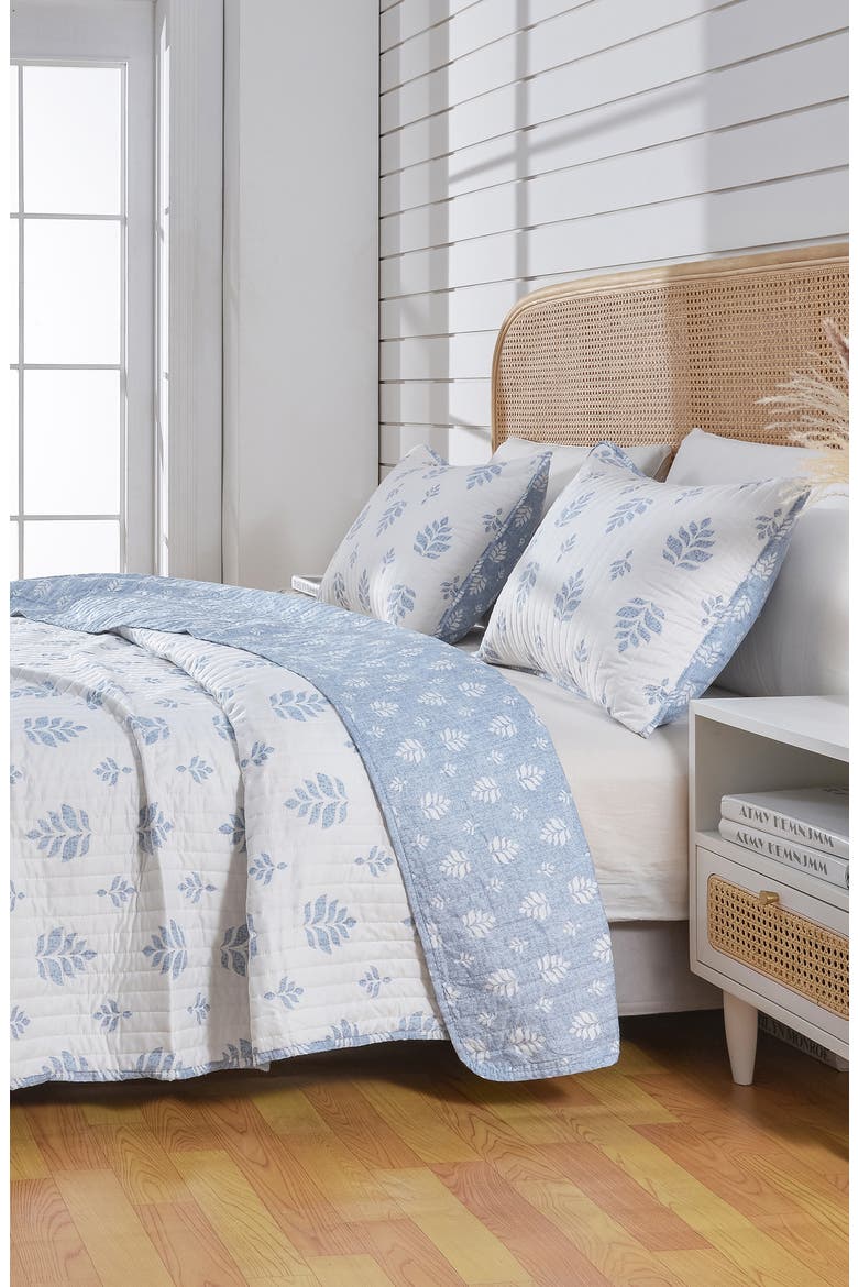 French Floral Design Quilt & Sham Set, Alternate, color, BLUE
