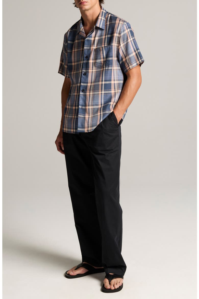 Prine Plaid Short Sleeve Button Front Shirt, Alternate, color, PRUSSIAN BLUE COMBO