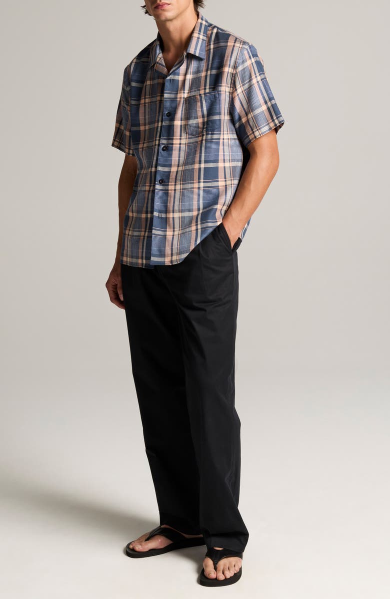 Vince Prine Plaid Short Sleeve Button Front Shirt, Alternate, color, Prussian Blue Combo