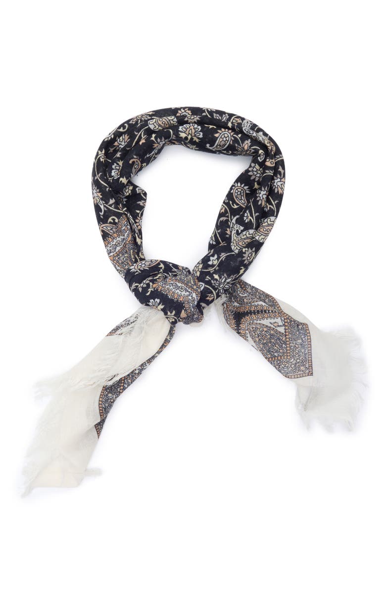BCBGeneration Paisley Cotton Square Scarf, Alternate, color, Black Neutral