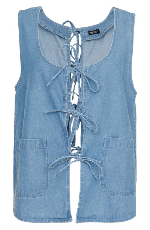 Nasty Gal Tie Closure Chambray Vest In Authentic Midwash