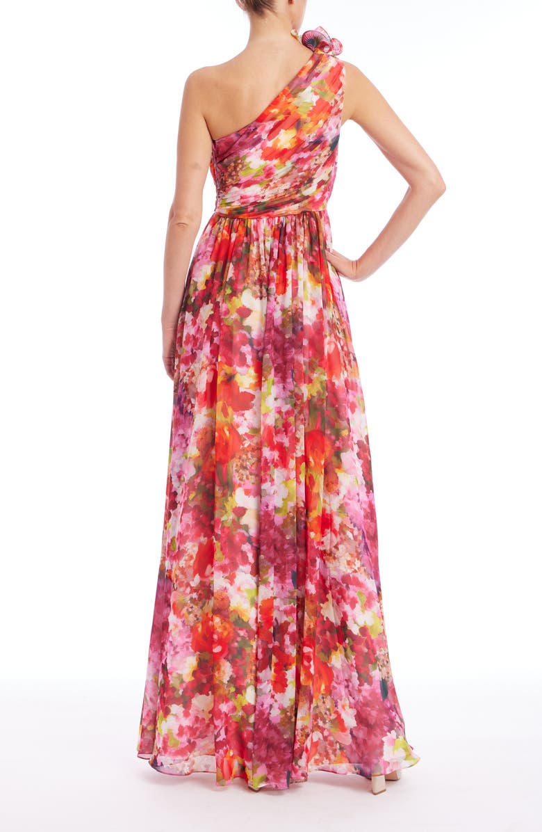 Badgley Mischka Collection Floral One-Shoulder Gown, Alternate, color, Pink Multi