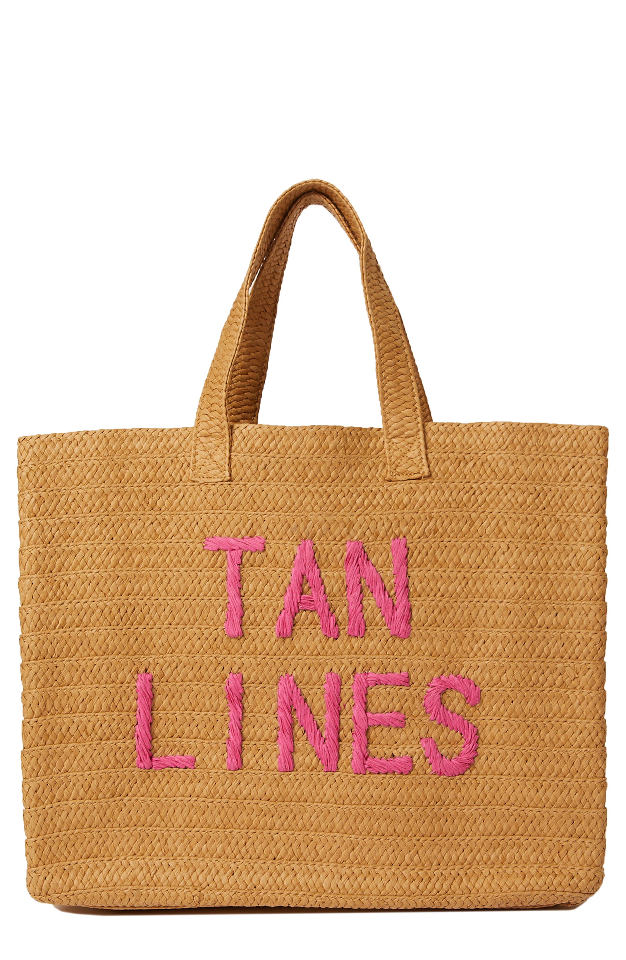 BTB Los Angeles Tan Lines Straw Tote, Main, color, 