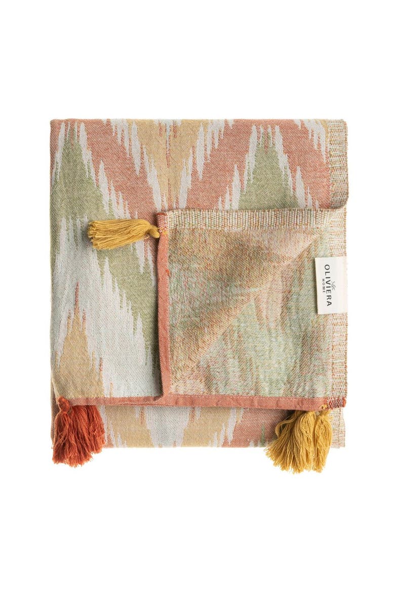 Chevron Loom Turkish Cotton Towel & Throw, Alternate, color, Clay & Olive