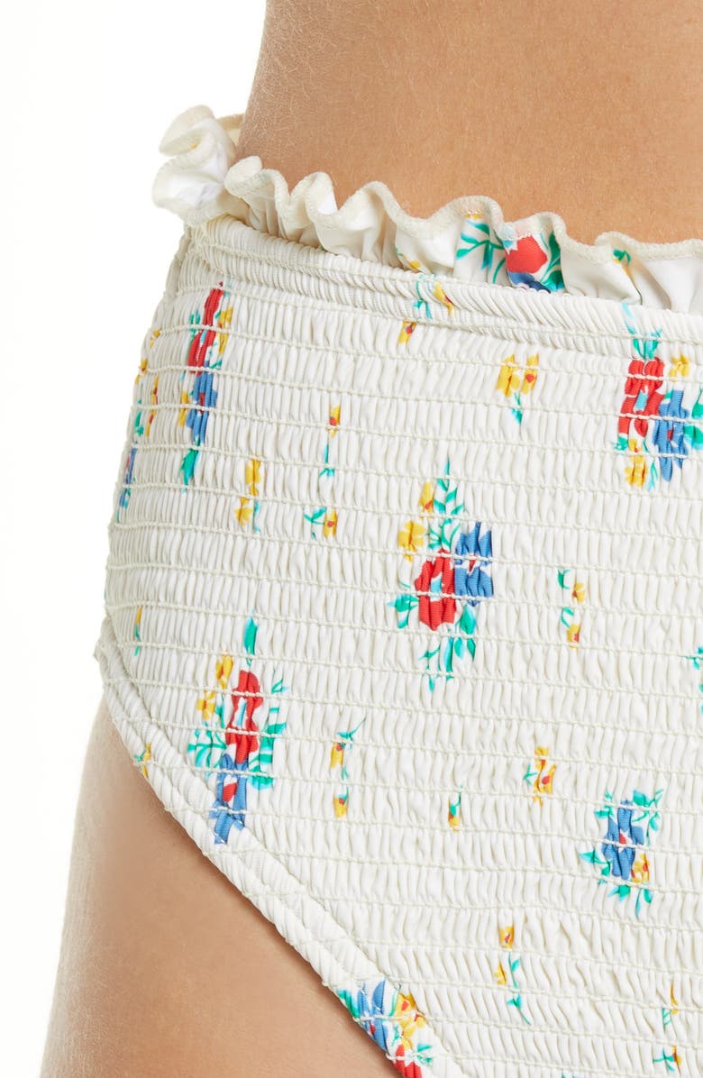 Billabong x Wrangler Meadowlands Smocked High Waist Swim Bottoms, Alternate, color,